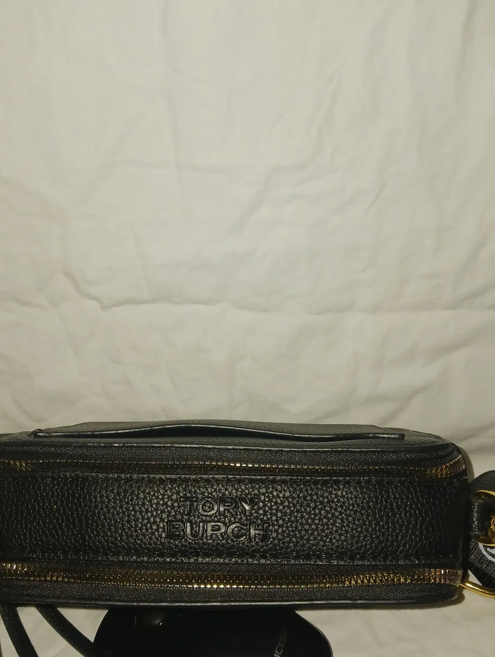 Tory Burch Black Leather Logo Camera Crossbody with Branded Strap - Picture 4 of 7